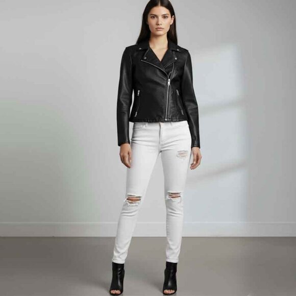 LEVI STRAUSS CLASSIC FAUX LEATHER ASYMMETRICAL MOTO JACKET - BLACK - Picture 1 of 10